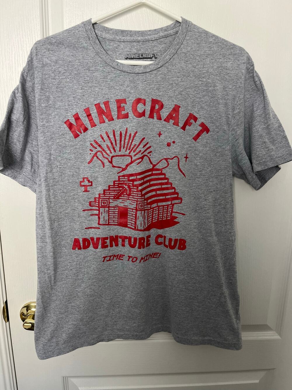 Minecraft Adventure Club Time to Mine Graphic T-Shirt Gray Size M